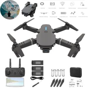 Drone Fpv Com Helicóptero Dobrável De Câmera Hd E 3 Bateria