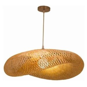 Lâmpada De Lustre De Tecelagem De Bambu Retrô Pendurado