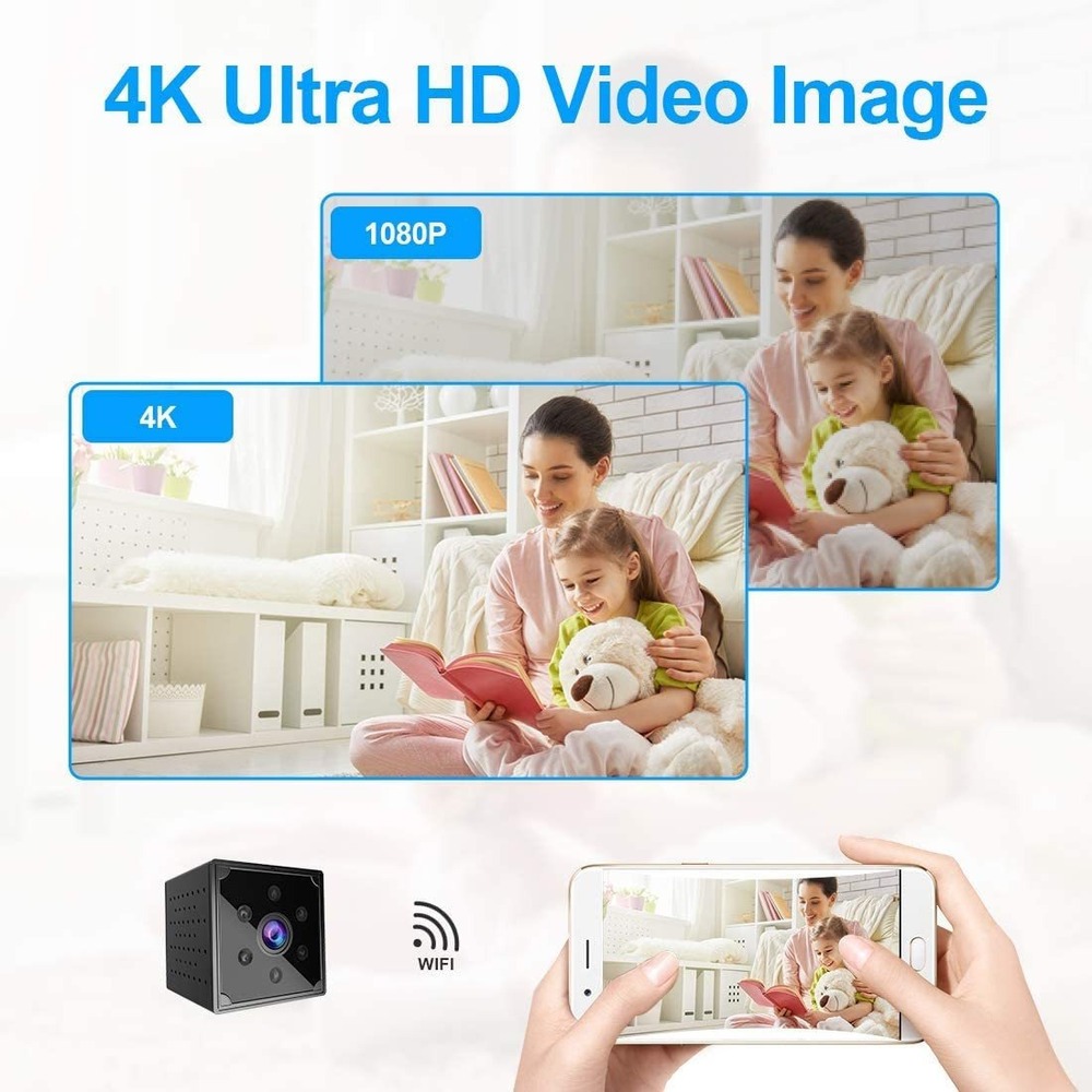 4k Night Vision Wifi Câmera Segurança Sem Fio Mini Filmadora - Imagem 2