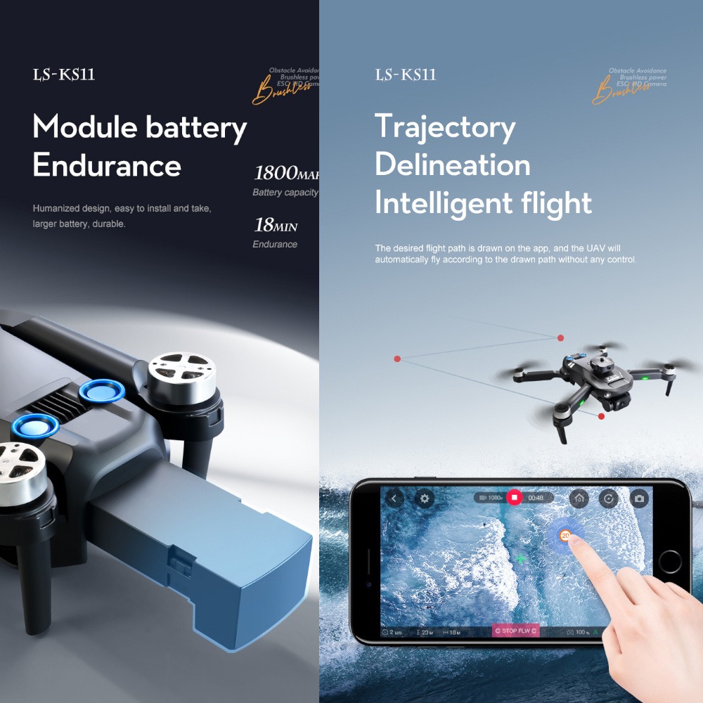 Ls-ks11 Mini Drone Profissional Com Câmera, Motor Brushless - Imagem 8