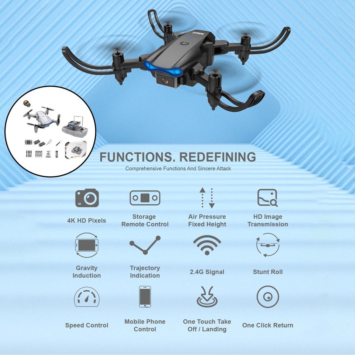 Ky906 Mini Drone 4k Altitude Hold Rc Helicóptero - Imagem 37