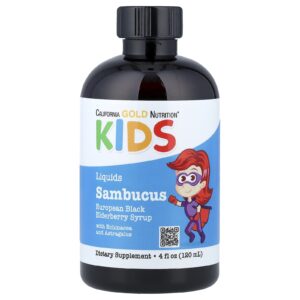 California Gold Nutrition, Xarope de Sabugueiro Sambucus para Crianças, 120 ml (4 fl oz)