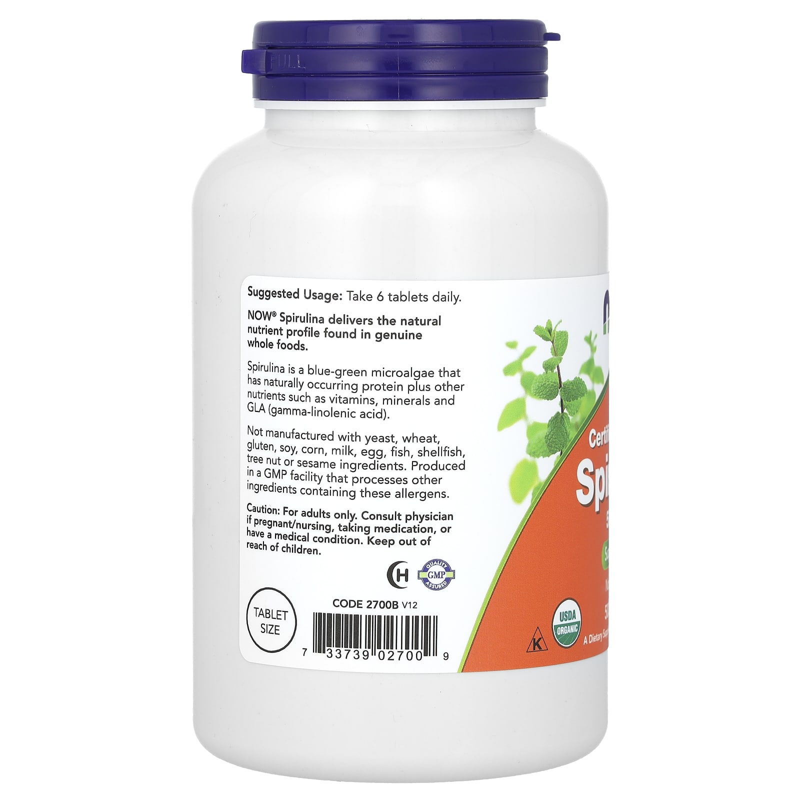 NOW Foods, Espirulina Orgânica Certificada, 500 Comprimidos (500 mg por Comprimido) - Imagem 9
