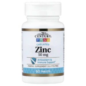 21st Century, Zinco Quelado, 50 mg, 60 Comprimidos