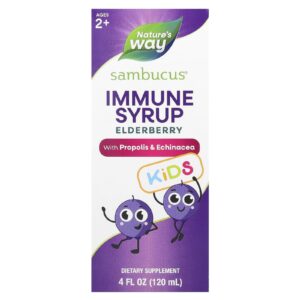 Nature's Way, Sambucus® Kids, Xarope para Imunidade e Sabugueiro com Própolis e Echinacea, A partir de 2 Anos de Idade, 120 ml (4 fl oz)
