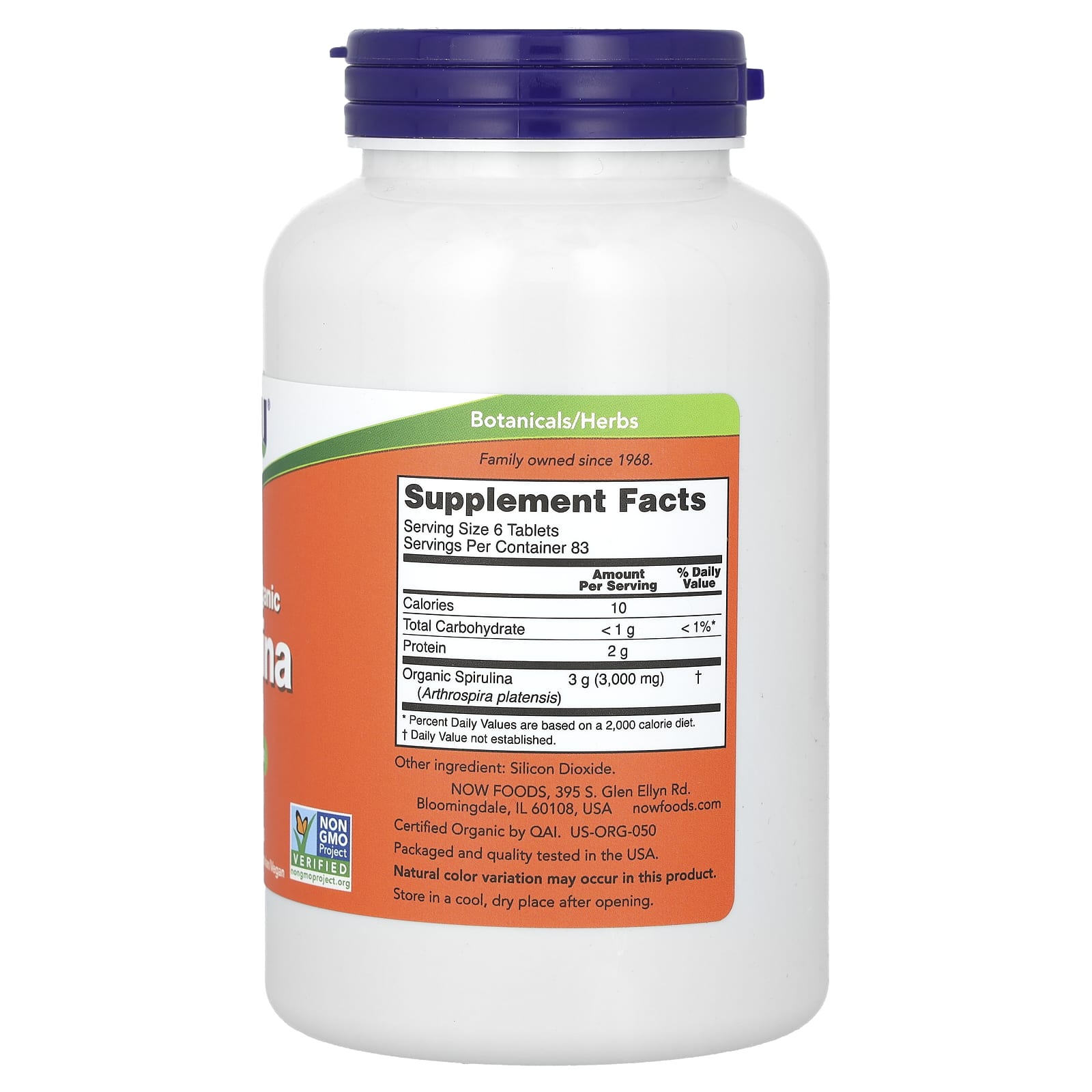 NOW Foods, Espirulina Orgânica Certificada, 500 Comprimidos (500 mg por Comprimido) - Imagem 2