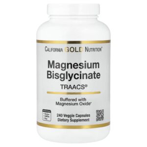 California Gold Nutrition, Bisglicinato de Magnésio, Formulado com TRAACS®, 240 Cápsulas Vegetais (100 mg por Cápsula)