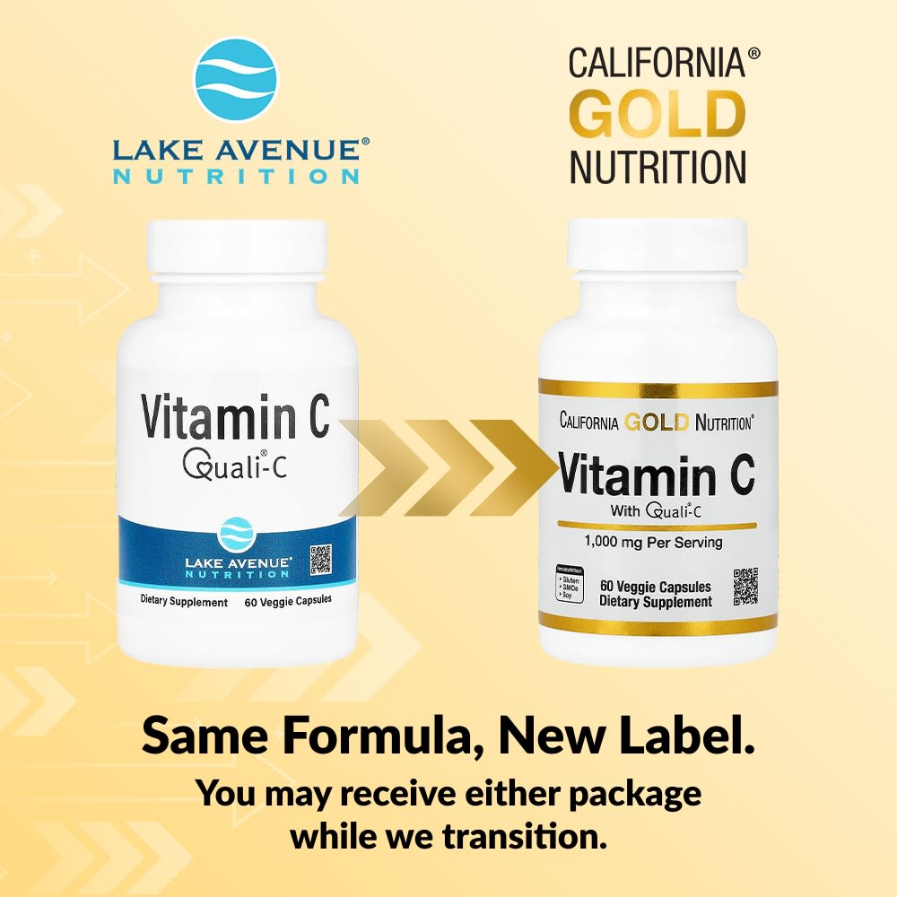 California Gold Nutrition, Vitamina C, Quali®-C, 1.000 mg, 60 Cápsulas Vegetais
