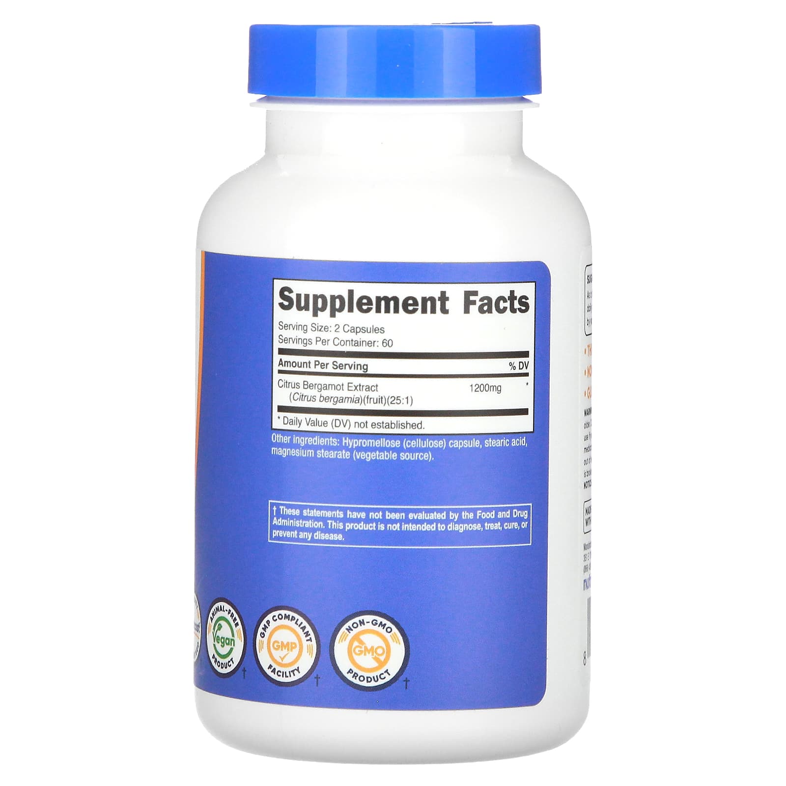 Nutricost, Bergamota Cítrica, 120 Cápsulas (600 mg por Cápsula) - Imagem 2