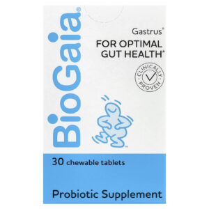 BioGaia, Gastrus® para a Saúde Intestinal Ideal, Menta e Mandarina, 30 Comprimidos Mastigáveis