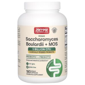 Jarrow Formulas, Saccharomyces Boulardii Plus MOS, 5 Bilhões, 180 Cápsulas Vegetais de Liberação Retardada