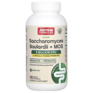 Jarrow Formulas, Saccharomyces Boulardii Vegano + MOS, 5 Bilhões de UFCs, 90 Cápsulas Vegetais