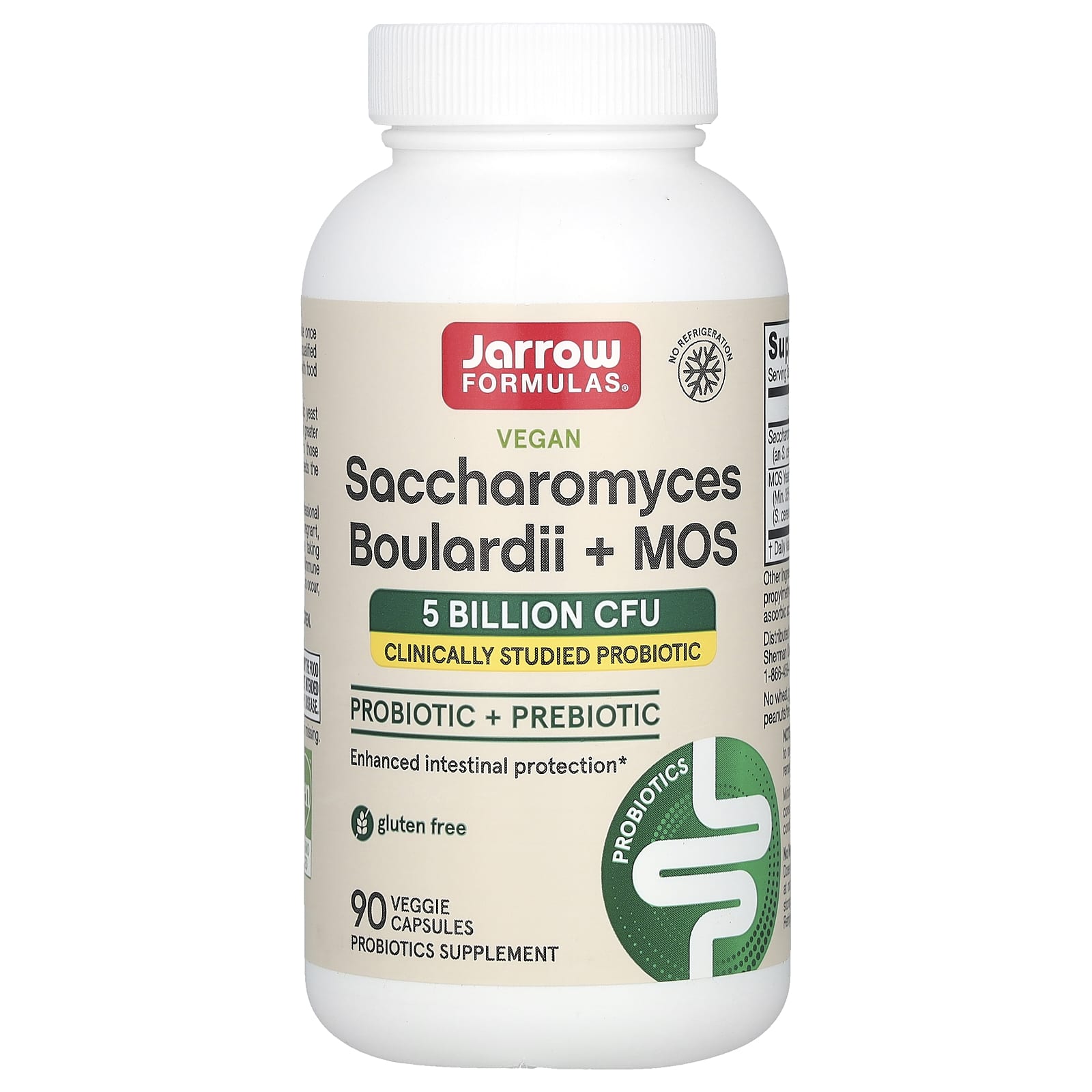 Jarrow Formulas, Saccharomyces Boulardii Vegano + MOS, 5 Bilhões de UFCs, 90 Cápsulas Vegetais