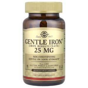 Solgar, Gentle Iron, 25 mg, 180 cápsulas vegetais