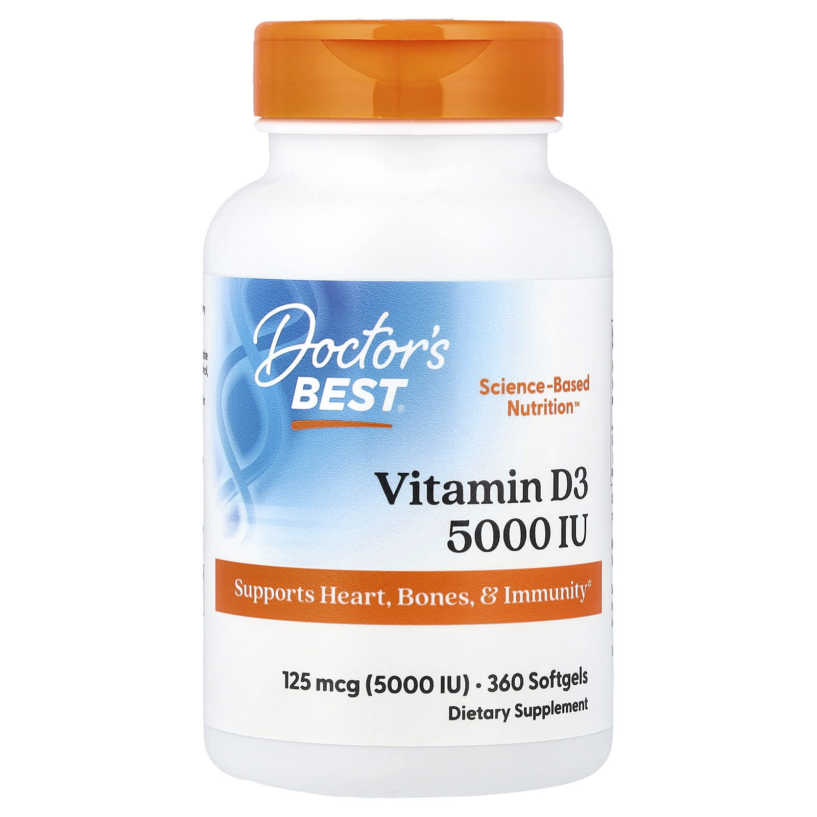 Doctor's Best, Vitamina D3, 125 mcg (5.000 UI), 360 Cápsulas Softgel
