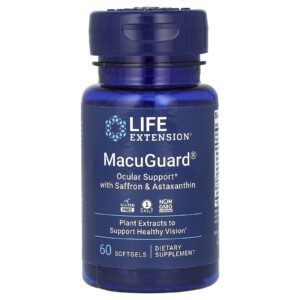 Life Extension, MacuGuard, Suporte Ocular com Açafrão e Astaxantina, 60 Cápsulas Softgel