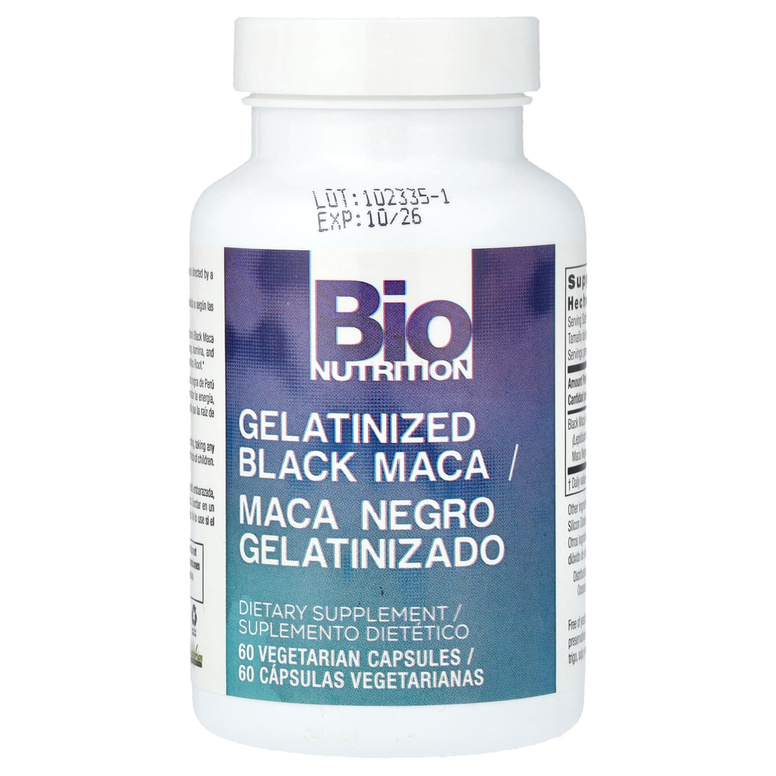 Bio Nutrition, Maca-Peruana Negra Gelatinizada, 60 Cápsulas Vegetarianas (500 mg por Cápsula) - Imagem 3