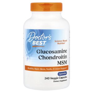 Doctor's Best, Glucosamina Condroitina MSM com OptiMSM®, 240 cápsulas