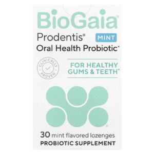 BioGaia, Probiótico Prodentis® para a Saúde Bucal, Para Gengivas e Dentes Saudáveis, Menta, 30 Pastilhas Probióticas