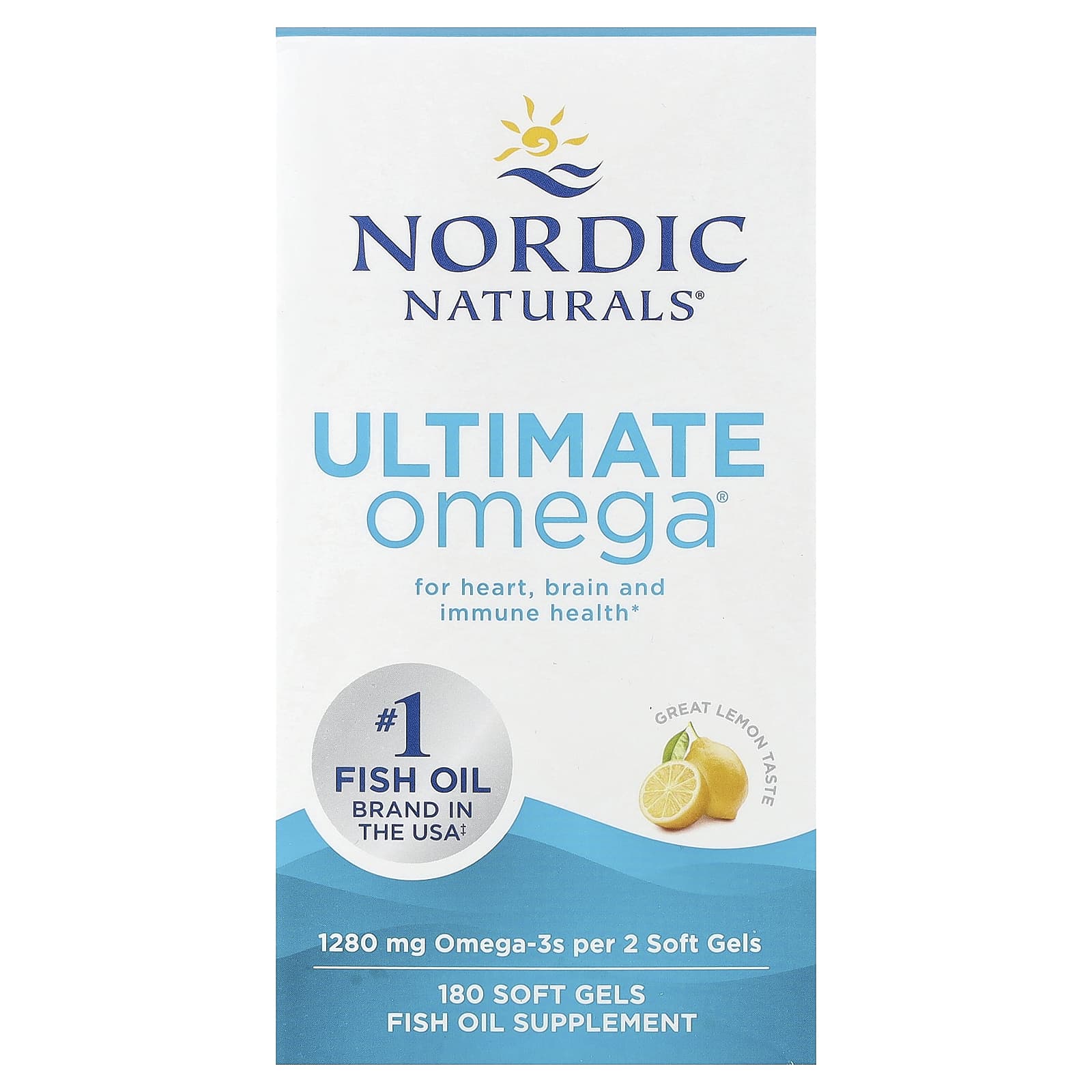 Nordic Naturals, Ultimate Omega®, Limão, 180 Cápsulas Softgel (640 mg por Cápsula Softgel)