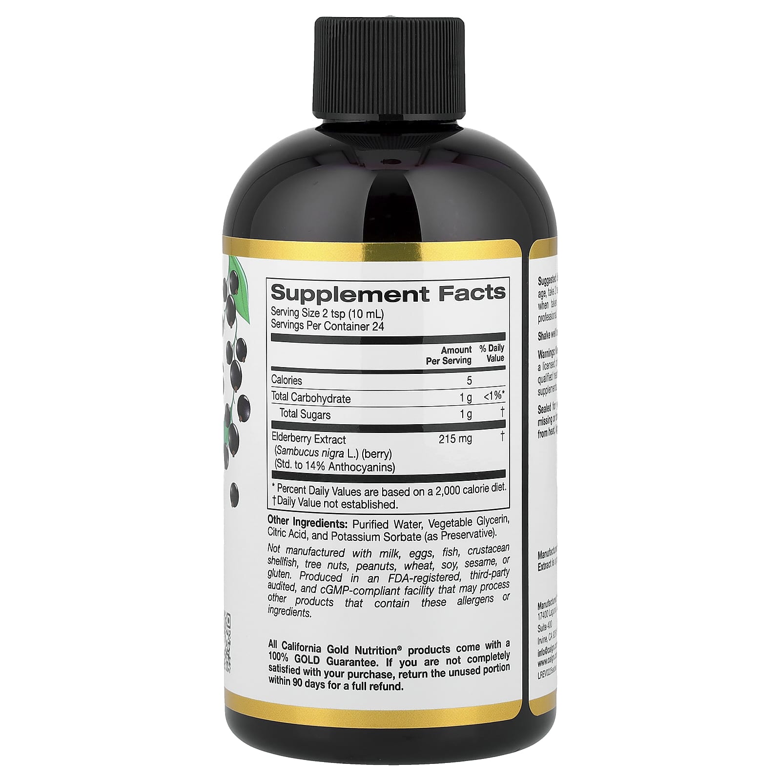 California Gold Nutrition, Xarope de Sabugueiro Sambucus para Adultos, 240 ml (8 fl oz) - Imagem 2