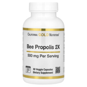 California Gold Nutrition, Própolis de Abelha 2X, Extrato Concentrado, 500 mg, 90 Cápsulas Vegetais