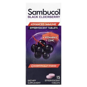 Sambucol, Sabugueiro Preto, Comprimidos Efervescentes + Vitamina C e Zinco, A Partir de 4 Anos de Idade, 15 Comprimidos Efervescentes