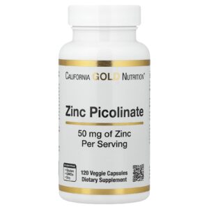 California Gold Nutrition, Picolinato de Zinco, 50 mg, 120 Cápsulas Vegetais