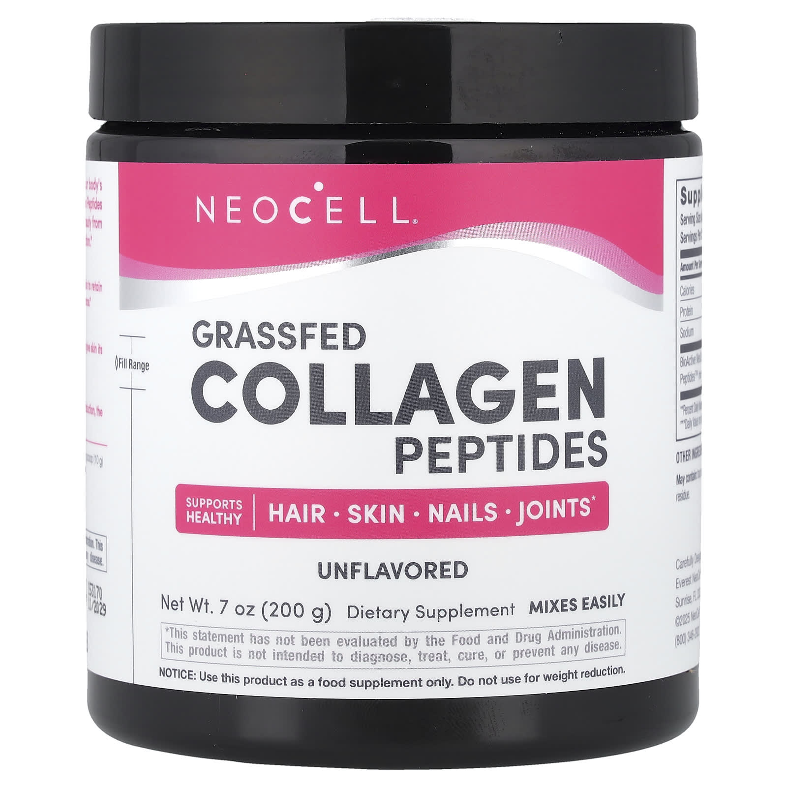 NeoCell, Peptídeos de Colágeno de Gado Criado no Pasto, Sem Sabor, 200 g (7 oz)