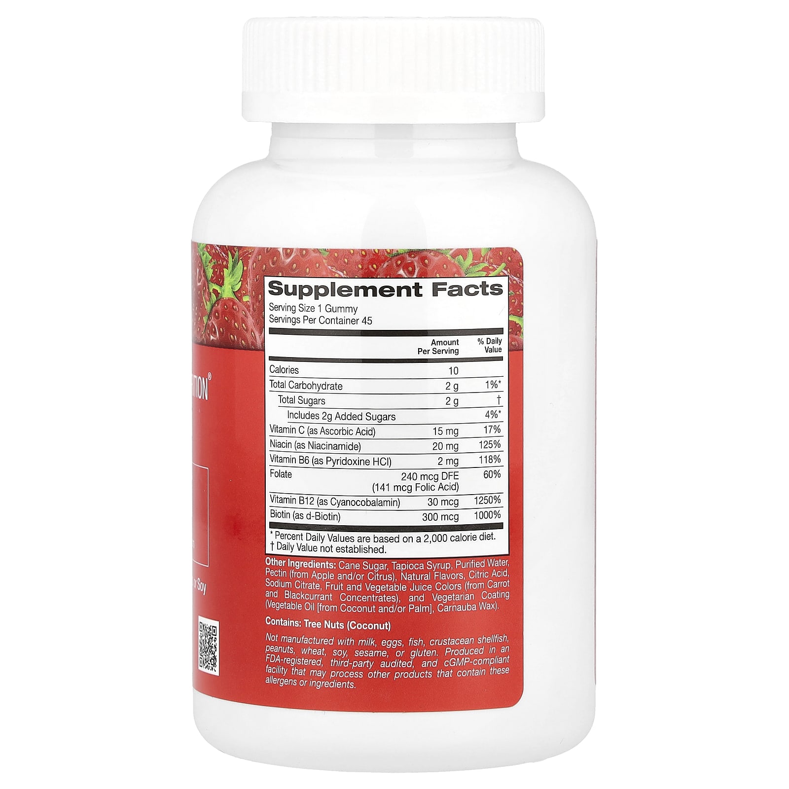 California Gold Nutrition, Gomas de Complexo B com Vitaminas B6 e B12, Folato e Biotina, Morango, 45 Gomas Vegetarianas - Imagem 2