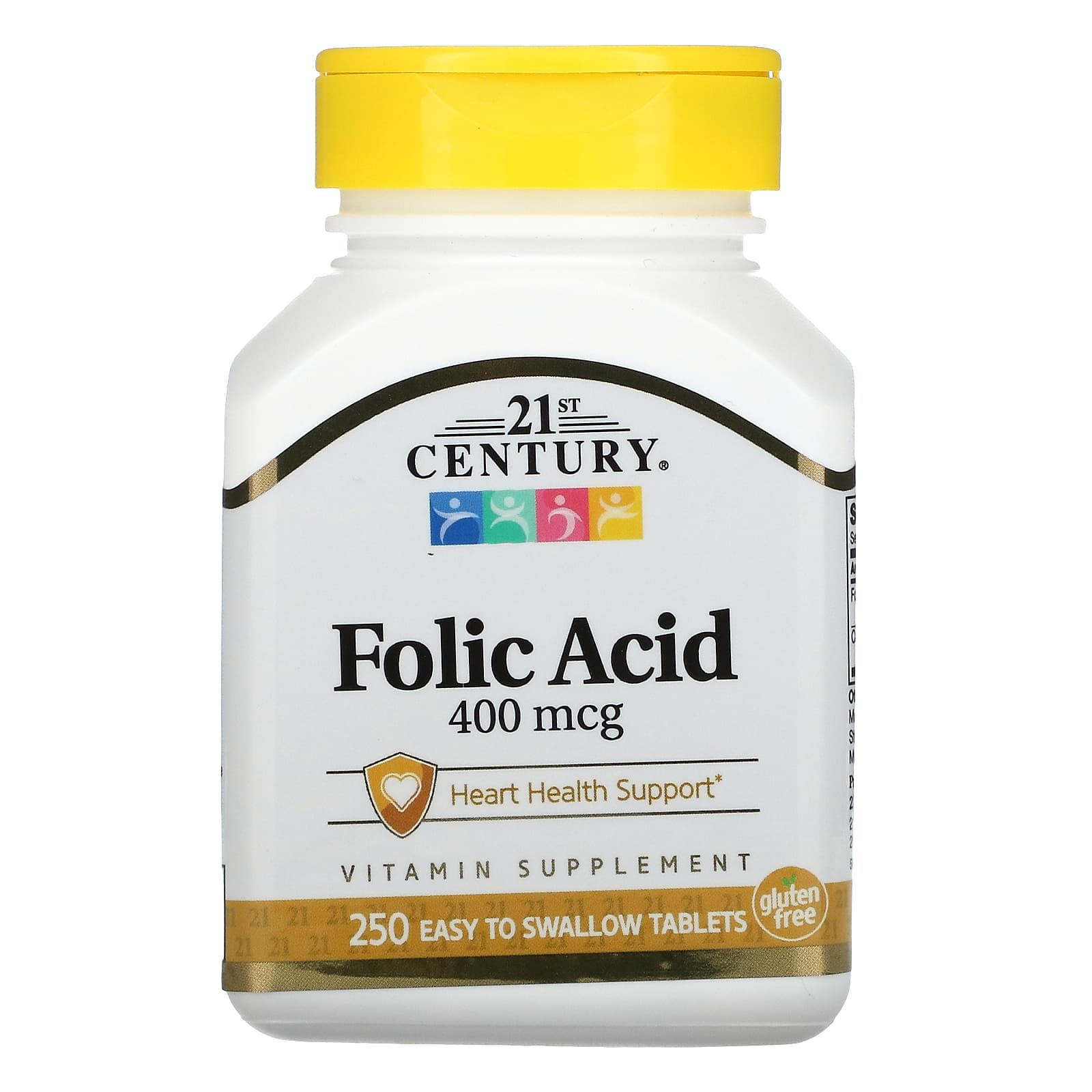 21st Century, Ácido Fólico, 400 mcg, 250 Comprimidos Fáceis de Engolir