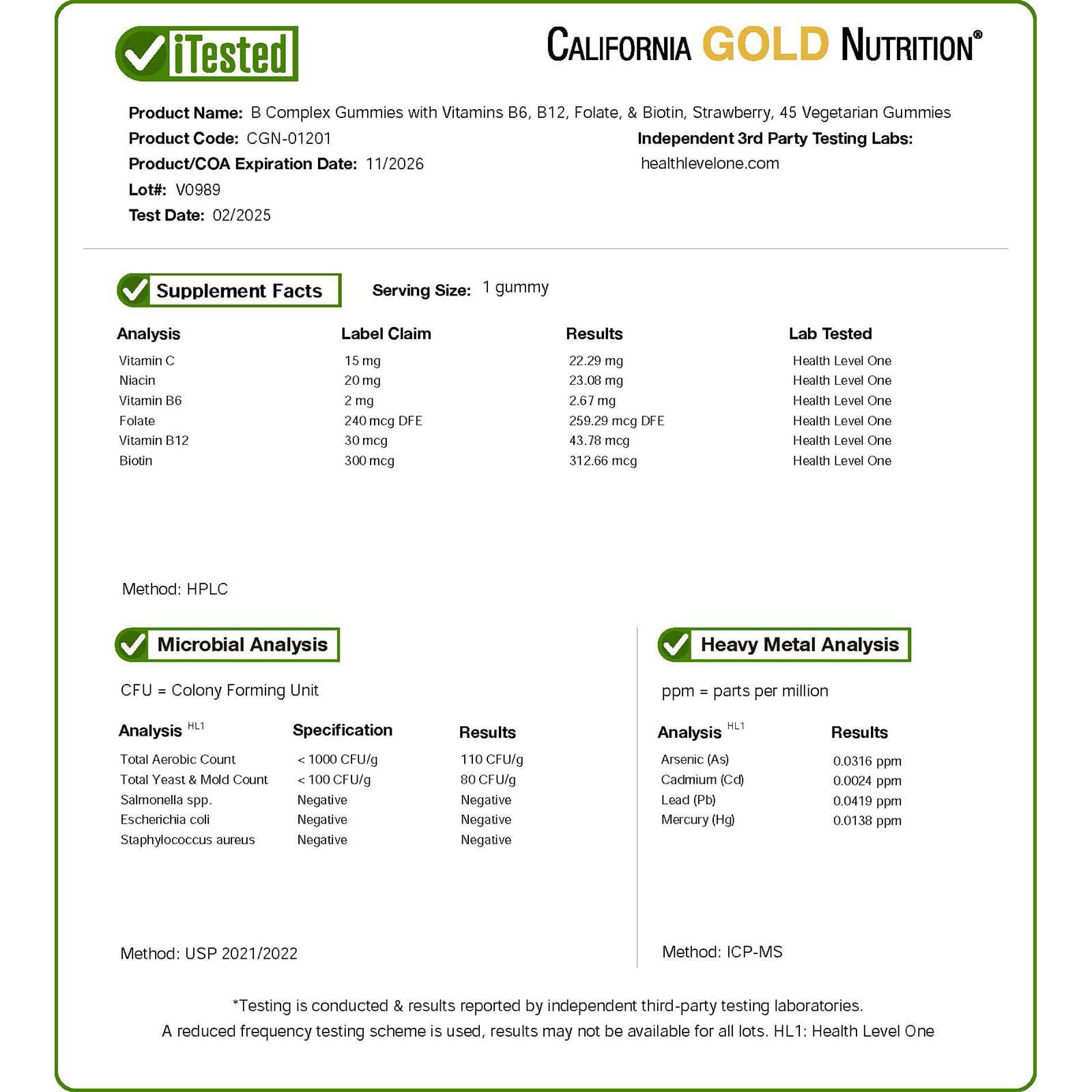 California Gold Nutrition, Gomas de Complexo B com Vitaminas B6 e B12, Folato e Biotina, Morango, 45 Gomas Vegetarianas - Imagem 4