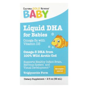 California Gold Nutrition, Baby's DHA, Ômega-3 com Vitamina D3 e EPA, 59 ml (2 fl oz)