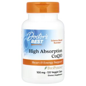 Doctor's Best, CoQ10 de Alta Absorção com BioPerine®, 100 mg, 120 Cápsulas Vegetais