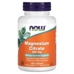 NOW Foods, Citrato de Magnésio, 200 mg, 100 Comprimidos