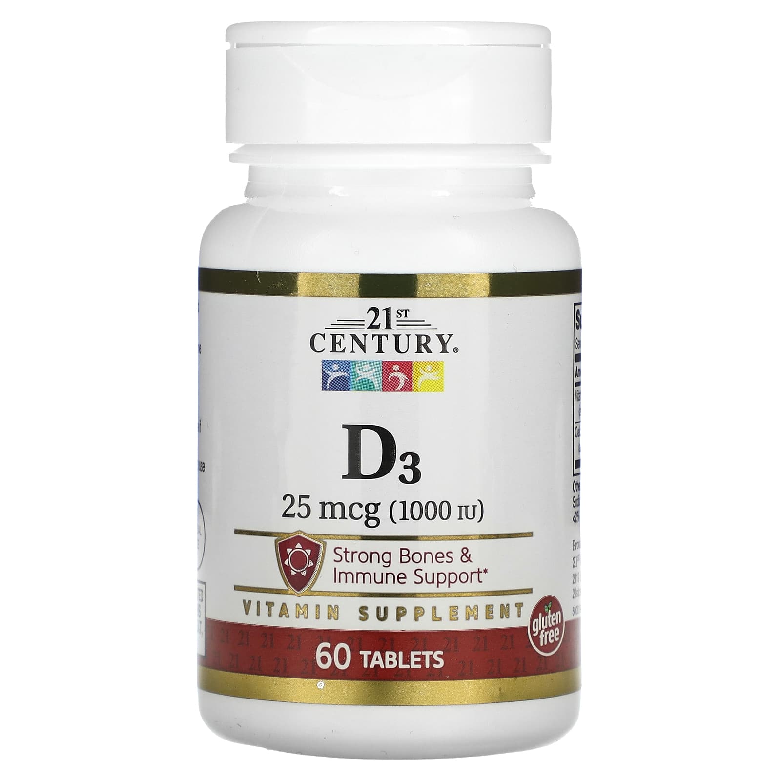 21st Century, D3, 25 mcg (1.000 UI), 60 Comprimidos
