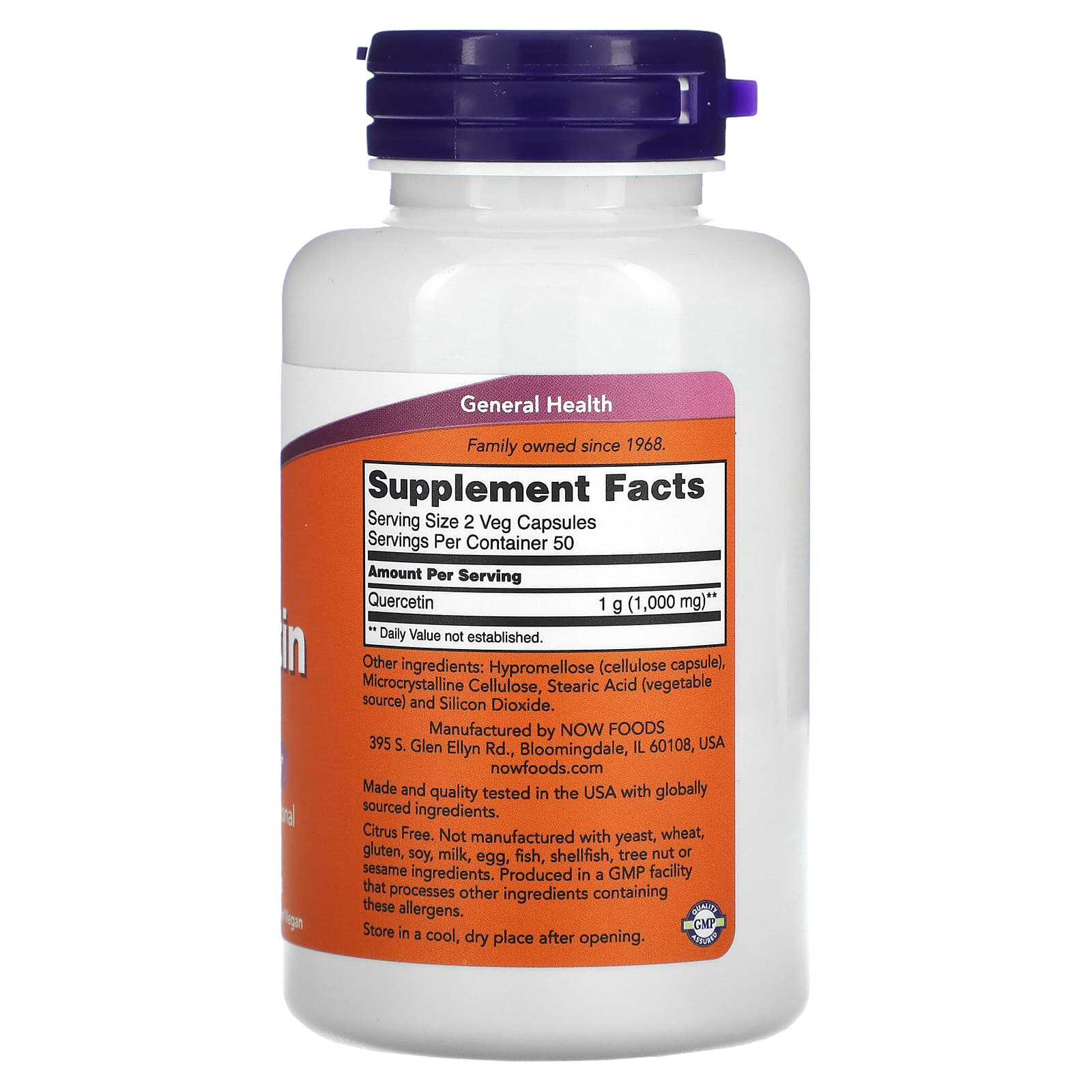 NOW Foods, Quercetina, 500 mg, 100 Cápsulas Vegetais - Imagem 2