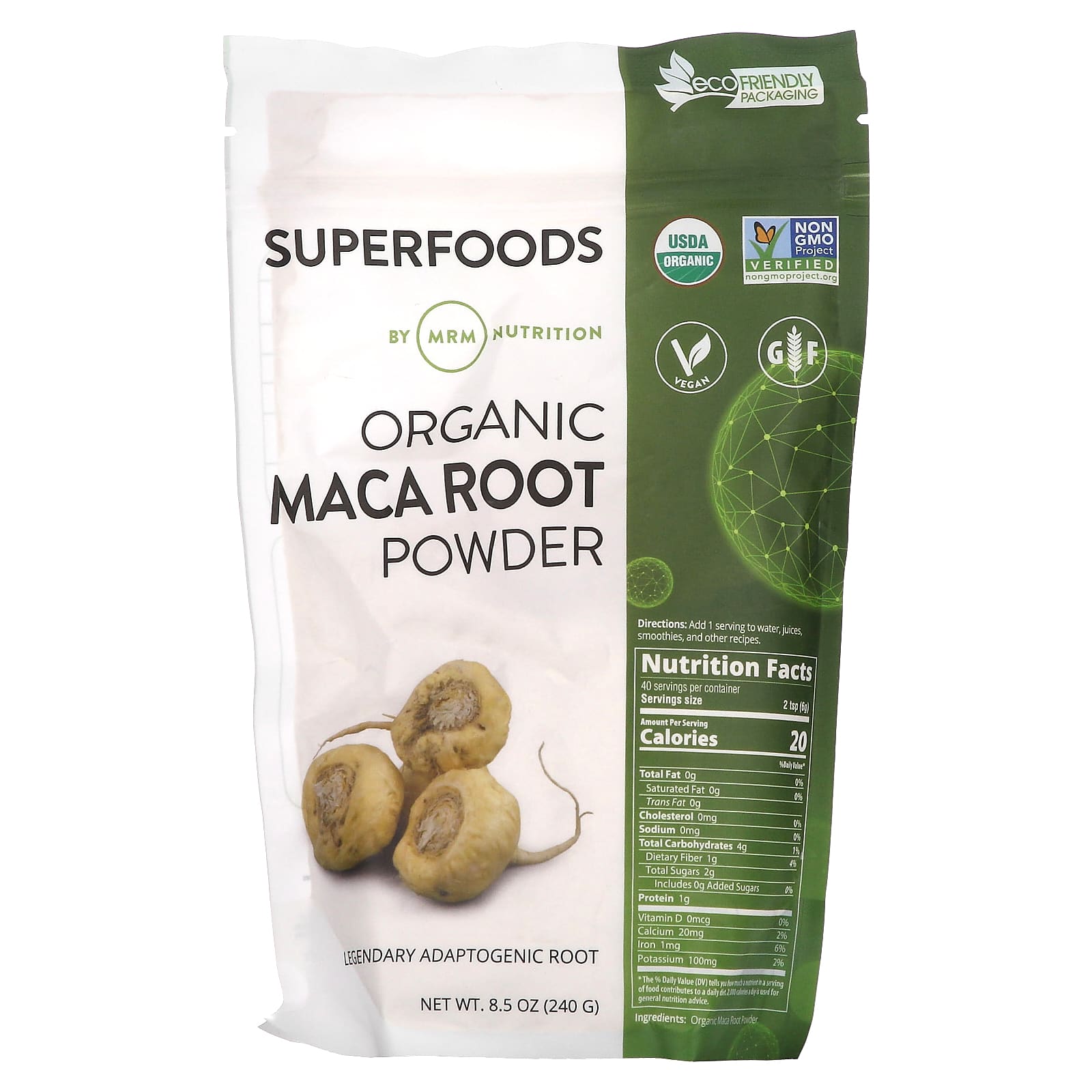 MRM Nutrition, Raiz de Maca-Peruana Orgânica em Pó, 240 g (8,5 oz)