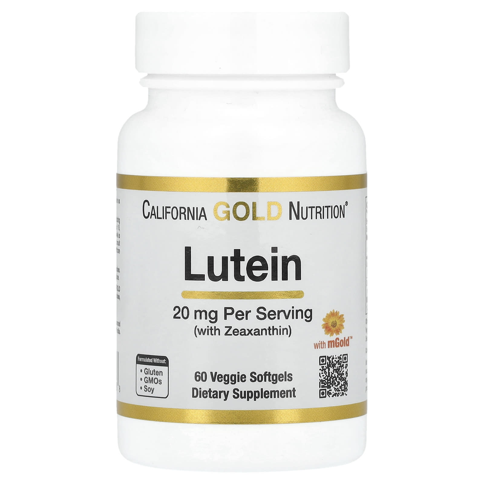 California Gold Nutrition, Luteína com Zeaxantina de Extrato de Calêndula, 20 mg, 60 Cápsulas Softgel Vegetais