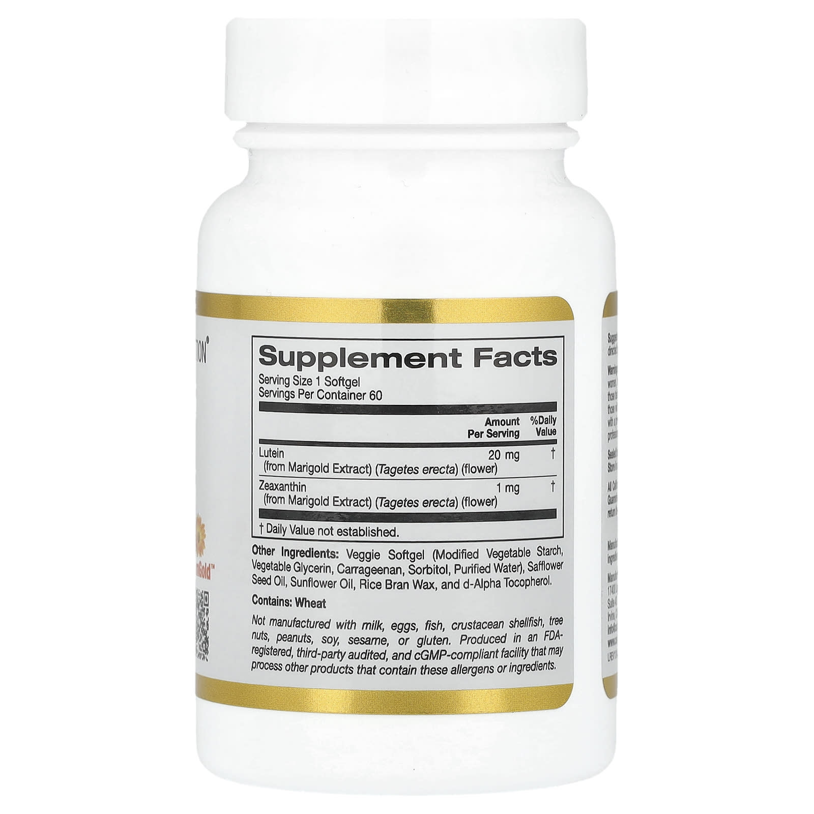 California Gold Nutrition, Luteína com Zeaxantina de Extrato de Calêndula, 20 mg, 60 Cápsulas Softgel Vegetais - Imagem 2