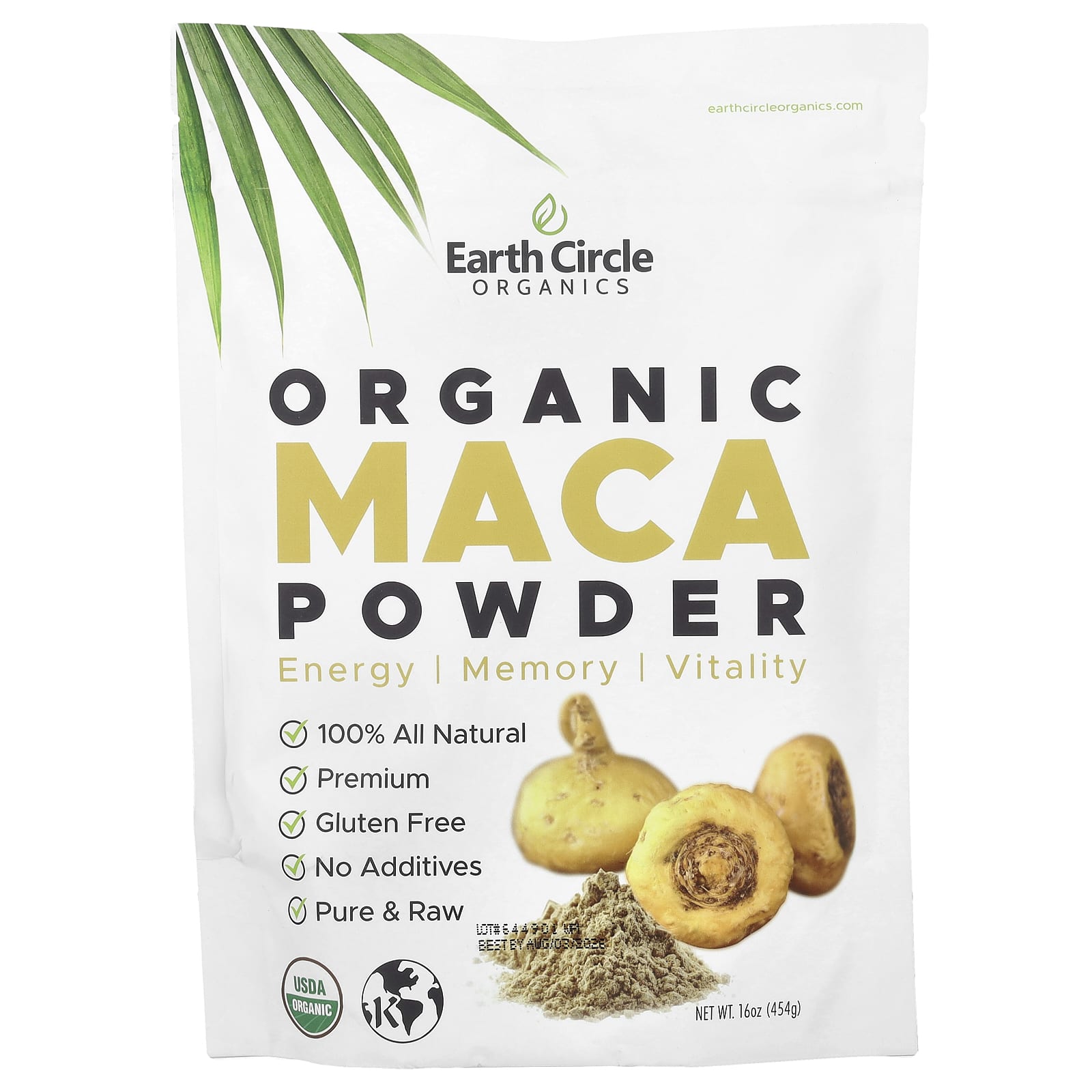 Earth Circle Organics, Maca Orgânica em Pó Crua, 454 g (16 oz)