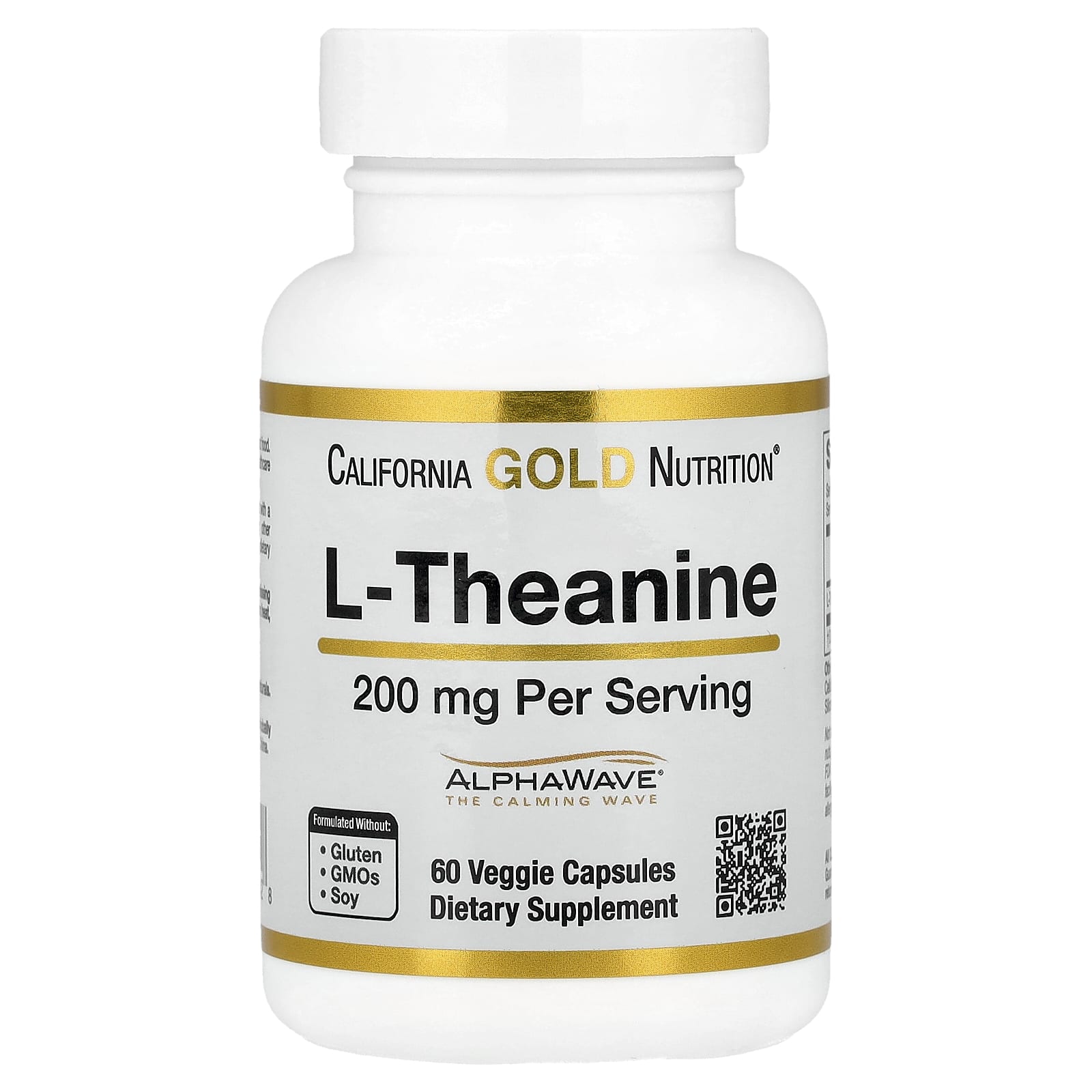 California Gold Nutrition, L-teanina, com AlphaWave®, 200 mg, 60 Cápsulas Vegetais