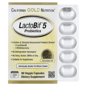 California Gold Nutrition, Probióticos LactoBif® 5, 5 Bilhões de UFCs, 60 Cápsulas Vegetais
