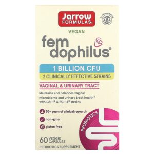 Jarrow Formulas, Fem Dophilus Vegano, 1 Bilhão de UFCs, 60 Cápsulas Vegetais