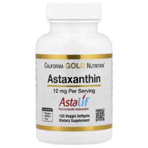 California Gold Nutrition, Astaxantina Pura Islandesa Astalif®, 12 mg, 120 Cápsulas Softgel Vegetais