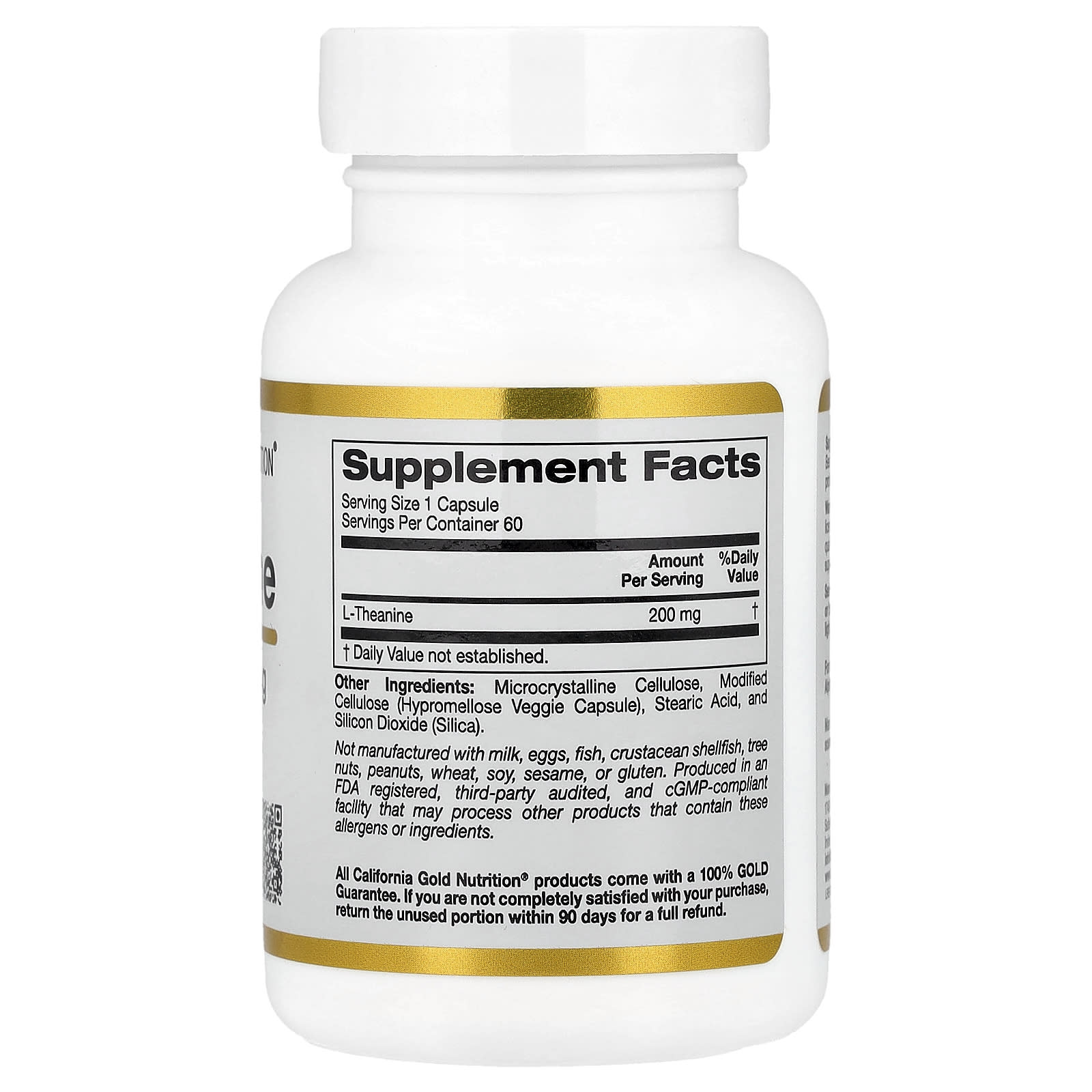 California Gold Nutrition, L-teanina, com AlphaWave®, 200 mg, 60 Cápsulas Vegetais - Imagem 2