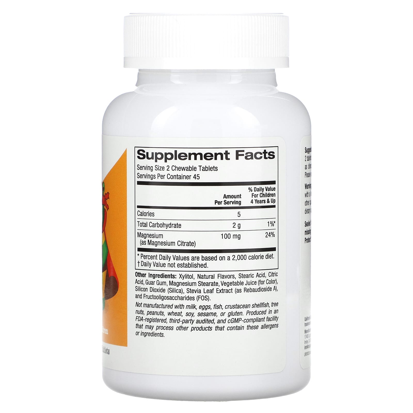 California Gold Nutrition, Magnésio Mastigável para Crianças, Cereja, 90 Comprimidos Vegetarianos (50 mg por Comprimido) - Imagem 2