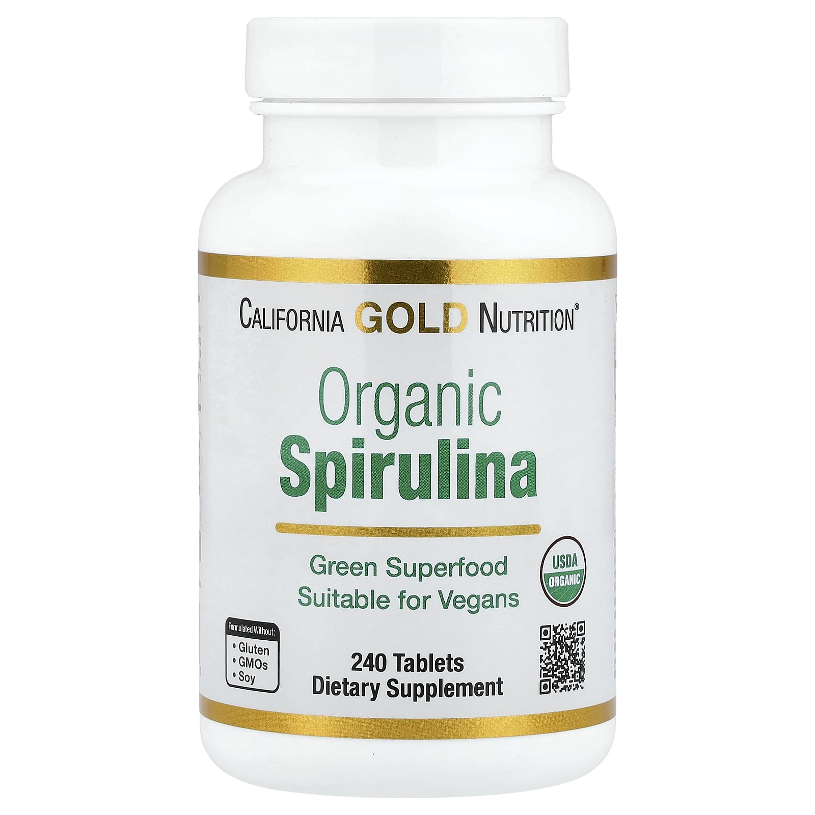 California Gold Nutrition, Espirulina Orgânica, 240 Comprimidos (500 mg por Comprimido)