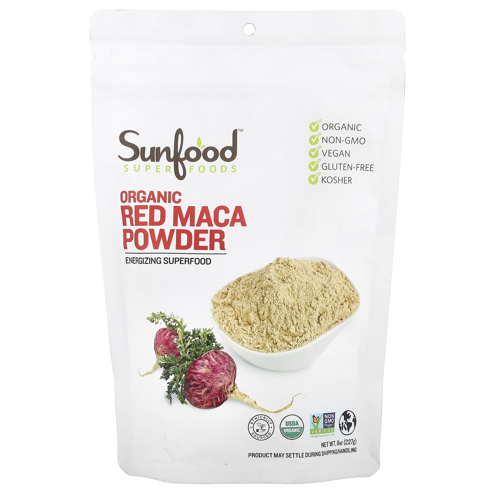 Sunfood, Maca Vermelha Orgânica Crua em Pó, 227 g (8 oz)