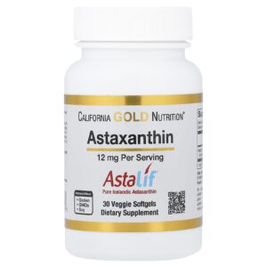 California Gold Nutrition, AstaLif, Astaxanthin Islandesa Pura, 12 mg, 30 Cápsulas Softgel Vegetais
